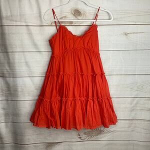 Fashion Nova Orange Sleeveless Tiered Dress Size Small